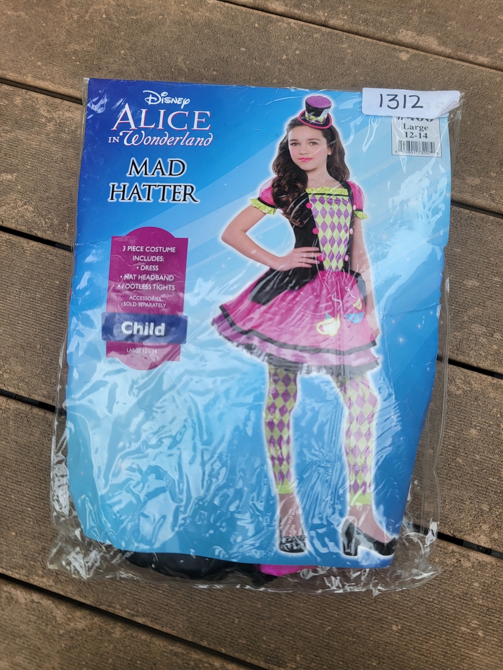 Disney Mad Hatter Costume Pink Black Green Size 12-14